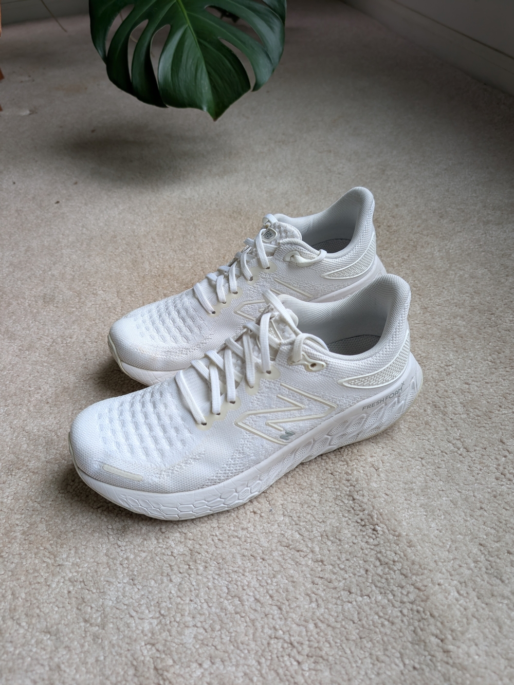 New Balance Women's 1080V12 All-White Running Sneakers